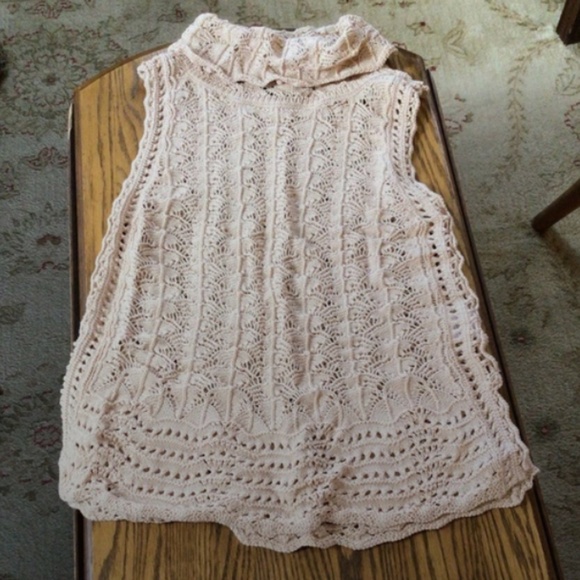 Miss Me Pointelle Crochet Cowl Neck Sweater Tank in Ecru sz small EUC - Picture 8 of 9